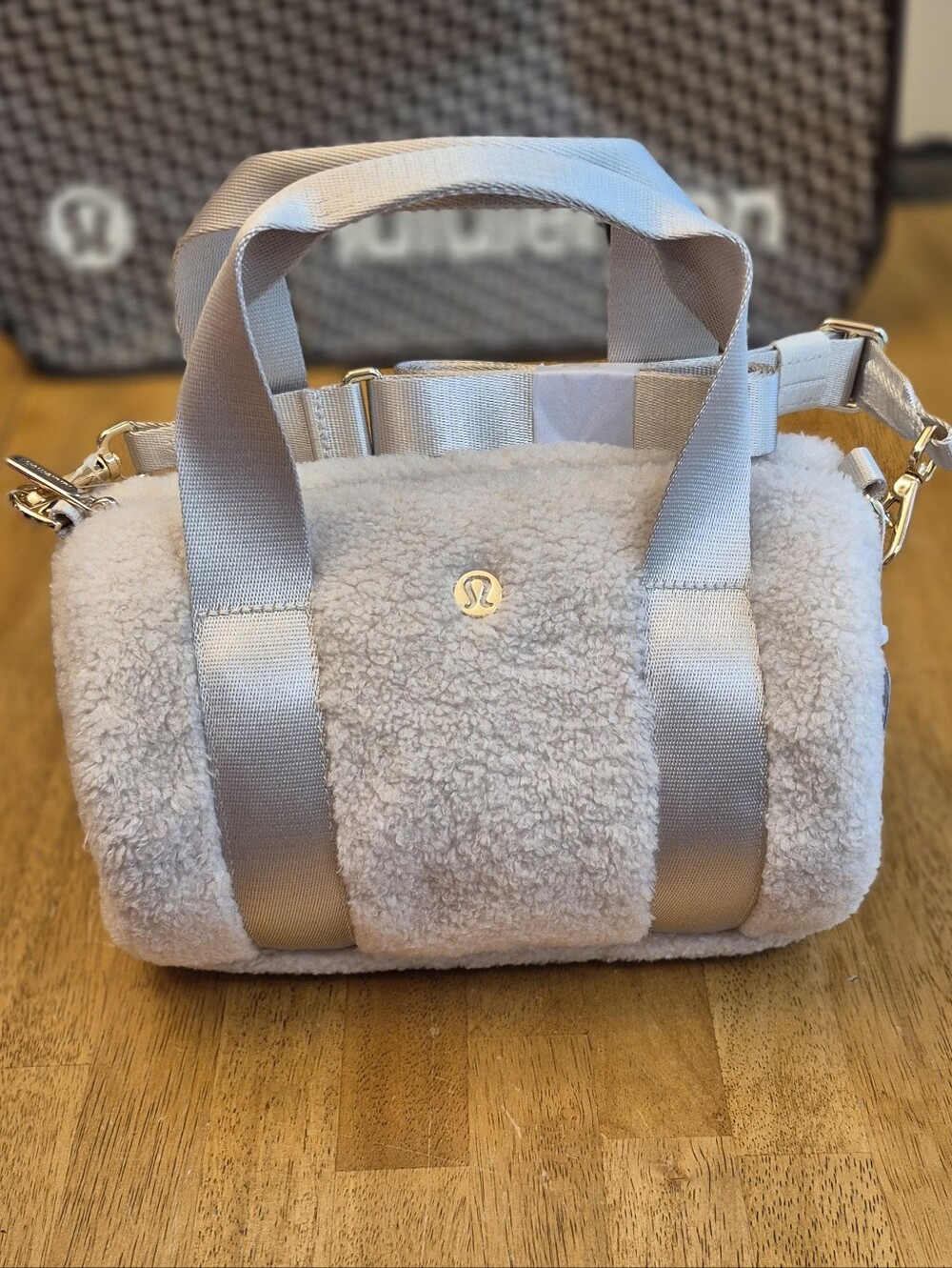 Lululemon Fleece Mini Duffle Bag 5L Bone Ivory & Gold Tote Crossbody NWT